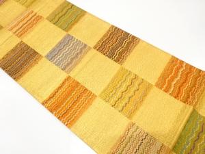 未使用品　河村織物製　純粋彩市松紋織り出し　袋帯